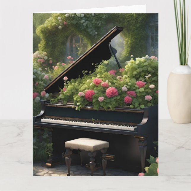 Piano i Bloom-trädgårdsmålning Kort (Framsida)