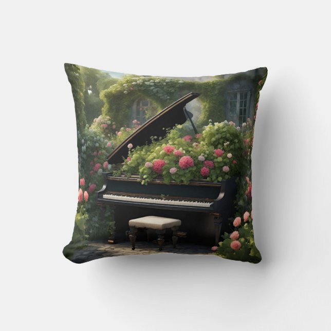 Piano i Bloom-trädgårdsmålning Kudde (Framsida)