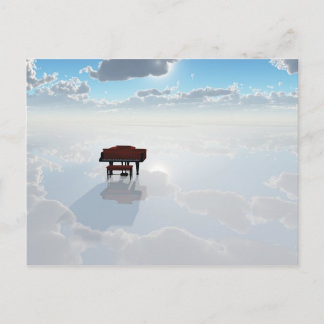 Piano i dramatiskt vitt liggande vykort (Framsida)