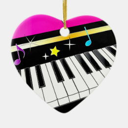 Piano i en hjärta julgransprydnad keramik