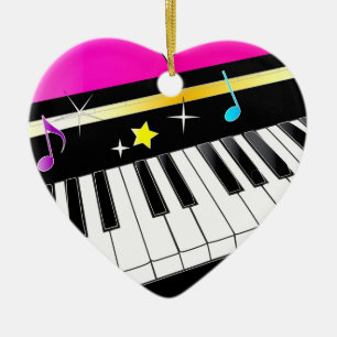 Piano i en hjärta julgransprydnad keramik