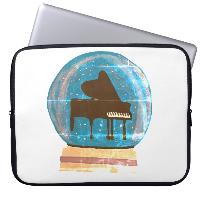 Piano i Snö Globe-Wrapping-Papper Laptop Fodral (Framsidan)