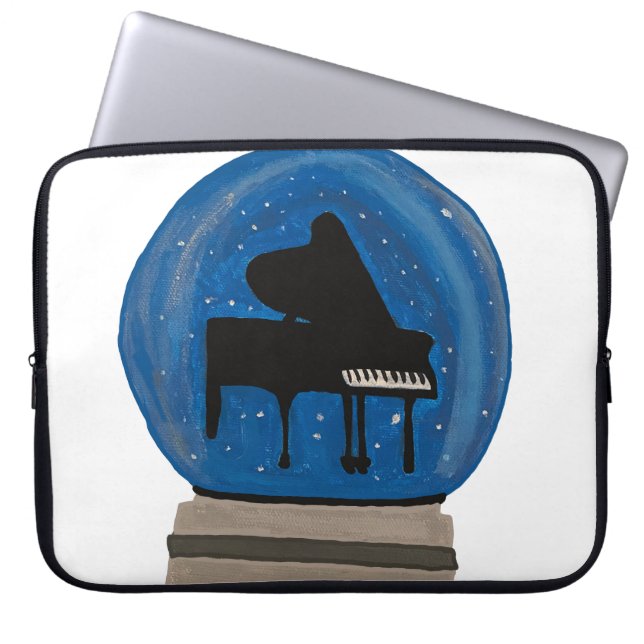 Piano i Snö Globe-Wrapping-Papper Laptop Fodral (Framsidan)