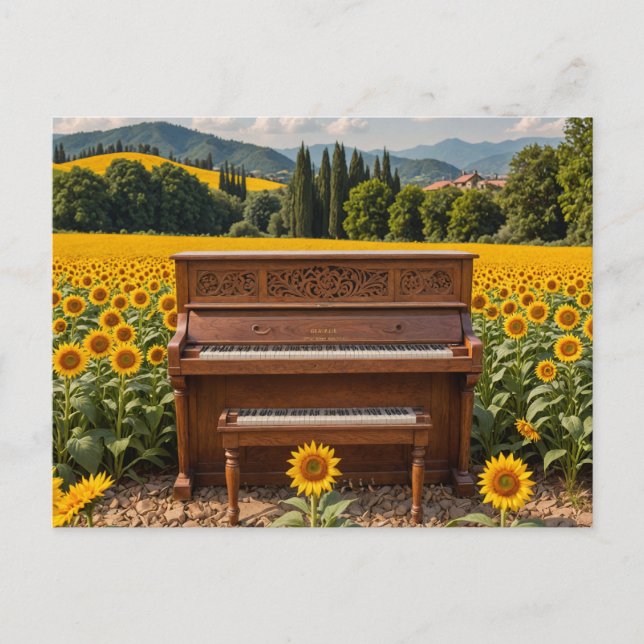 Piano i Sunblommor Vykort (Framsida)