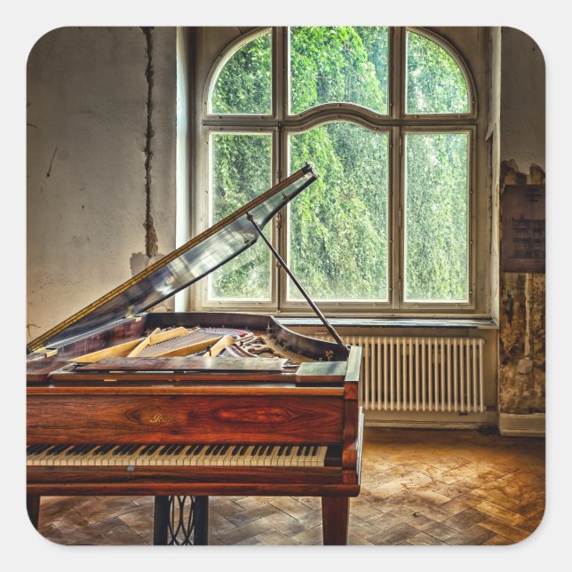 Piano i Villa Fyrkantigt Klistermärke (Framsida)