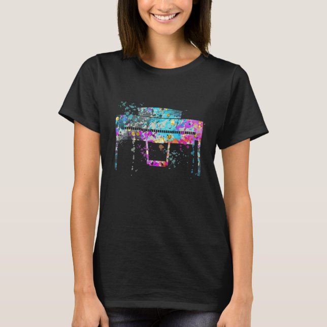 Piano Instrument Silhouette Pianos T Shirt (Framsida)