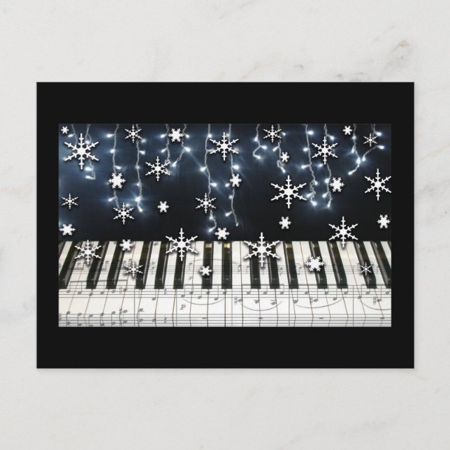Piano jul Snowflake Tangentbord Helg Vykort (Framsida)