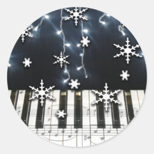 Piano jul Snowflake Tangentbord Runt Klistermärke