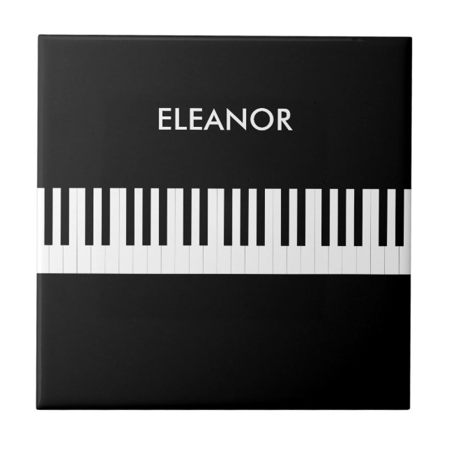 Piano Keyboard Black and White Keys Personalized Kakelplatta (Framsidan)