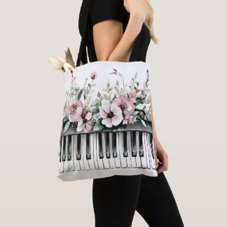 Piano Keys Floral Bukett 3 Toteväska Tygkasse