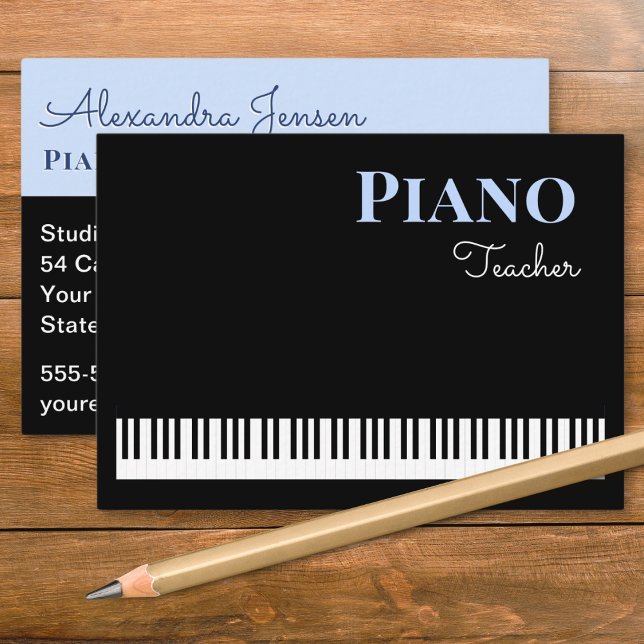 Piano Keys Musiklärare Keyboard Tutor Visitkort (A business card for a piano teacher, with piano keys design, to personalize with music tutor details)