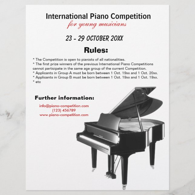 Piano Konkurrens Reklamblad (Framsidan)