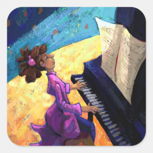 Piano-konsert Fyrkantigt Klistermärke
