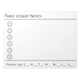 Piano Lesson Note Pad Anteckningsblock