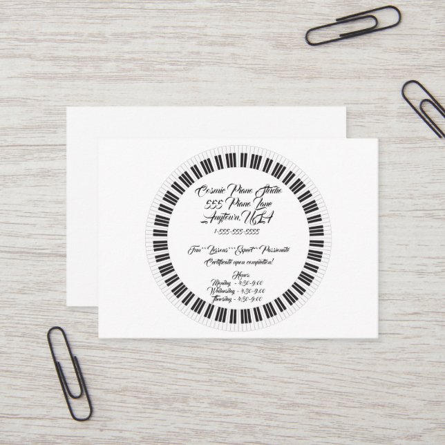 Piano Lesson Studio Affärskort Visitkort (Fram/Back In Situ)