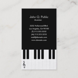 Piano Lesson Teacher Tutor Visitkort