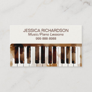 Piano Lessons Affärskort Watercolor Tangentbord Visitkort