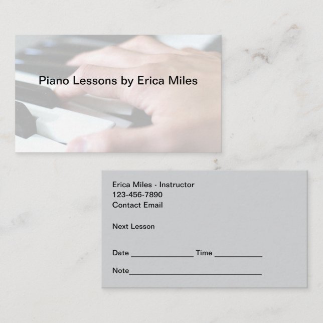 Piano Lessons avtalskort Tidsbeställning Kort (Fram/baksida)