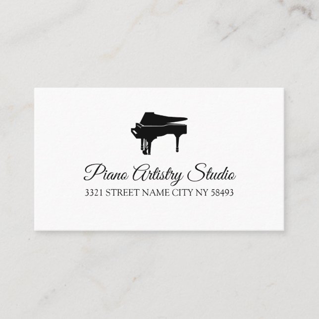 Piano Lessons Instructor Music Studio Business Ca Visitkort (Framsida)