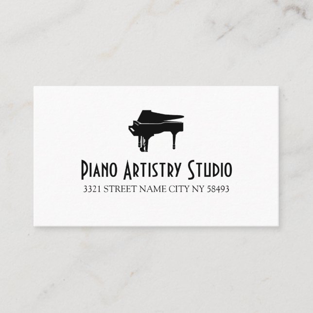 Piano Lessons Instructor Music Studio Business Ca Visitkort (Framsida)