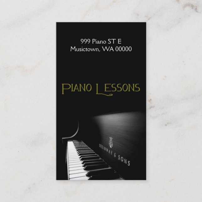 Piano Lessons, Instruktör, Musik, Affärskort Visitkort (Framsida)
