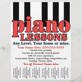 Piano Lessons. Lärare. Musiklärare. Tear lakan Reklamblad