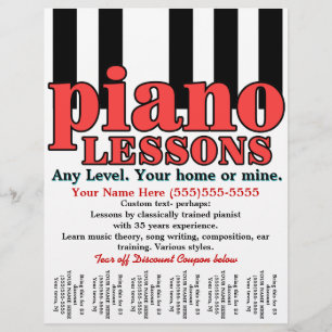 Piano Lessons. Lärare. Musiklärare. Tear lakan Reklamblad