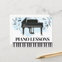 Piano Lessons Music Flyer-vykort