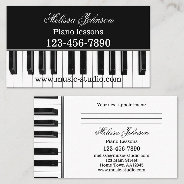 Piano Lessons Music Möte Affärskort Tidsbeställning Kort (Skapare uppladdad)