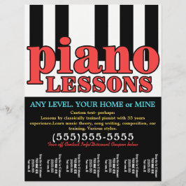 Piano Lessons. Musiklärare.Anpassade Tear lakan Reklamblad