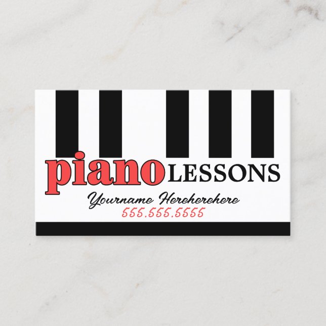 Piano Lessons Piano Tuning Modern Design Tangentbo Visitkort (Framsida)