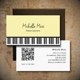 Piano Lessons Simple Tangentbord Musical Gult Visitkort