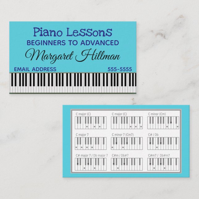 Piano Lessons Visitkort (Fram/baksida)