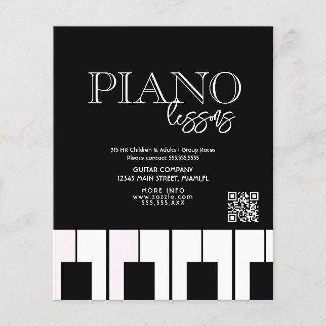 Piano Lessons Vuxen Children Business Flyers (Framsidan)
