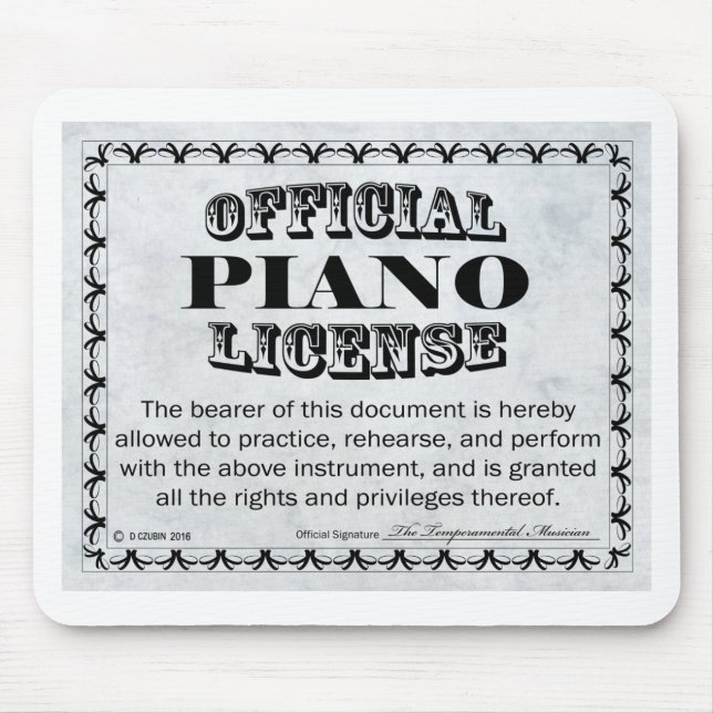 Piano License Musmatta (Framsidan)