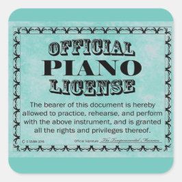 Piano License Square Sticker Fyrkantigt Klistermärke