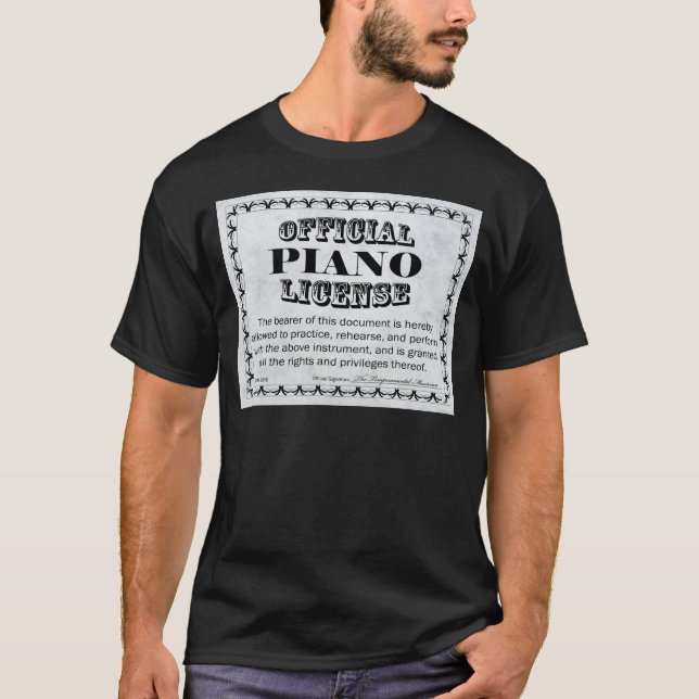 Piano License Tee Shirt (Framsida)