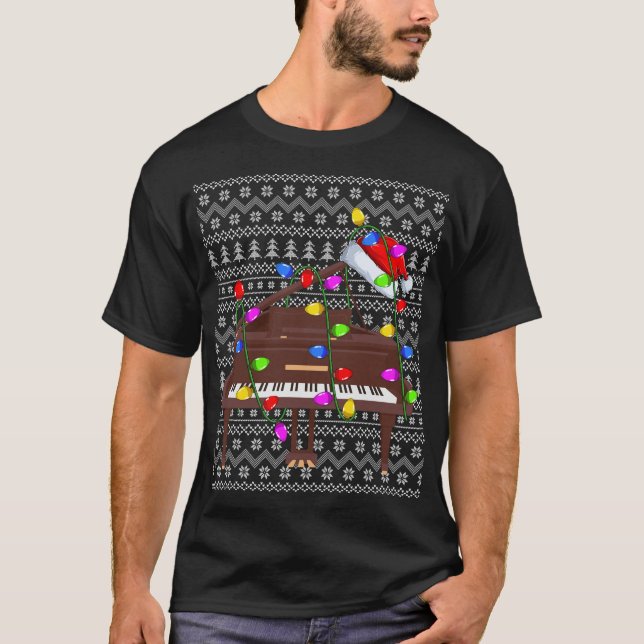 Piano Lighting Julafton Sweater Ugly Piano-jul T Shirt (Framsida)