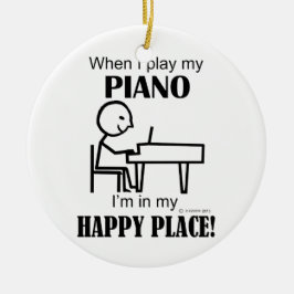 Piano Lycklig Ställe Julgransprydnad Keramik