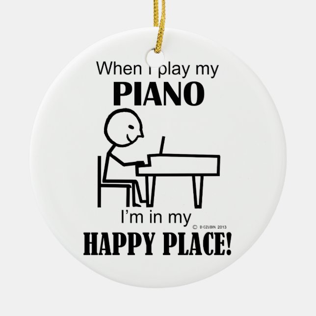 Piano Lycklig Ställe Julgransprydnad Keramik (Framsidan)