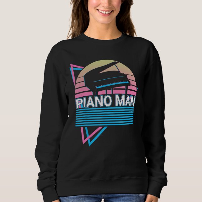 Piano Man Keyboard Piano Retro T Shirt (Framsida)