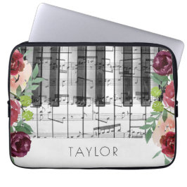 Piano marsala blommor laptop fodral