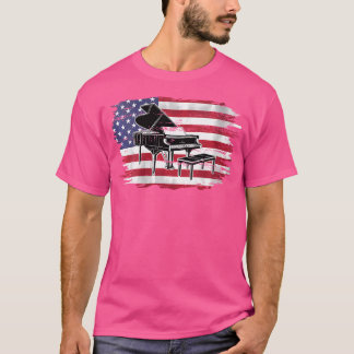 Piano med amerikansk Flagga för orkester T Shirt