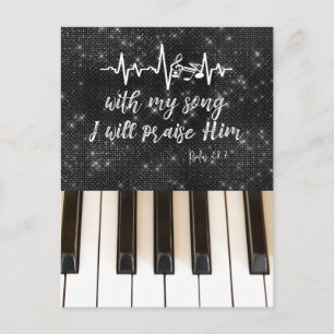 Piano med beröm Him Bible Verse Vykort