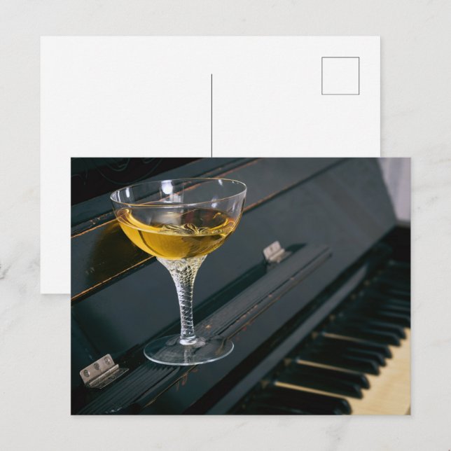 Piano med drink vykort (Fram/baksida)
