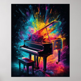 Piano med explosionen av färg poster