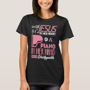Piano med Jesus i hennes hjärta, Pianist Women Gir T Shirt