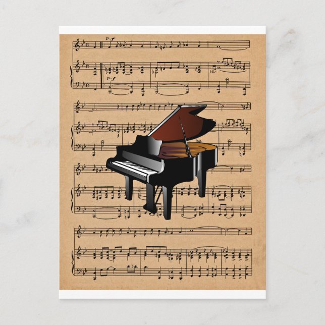 Piano ~ med Lakan Music Background Vykort (Framsida)