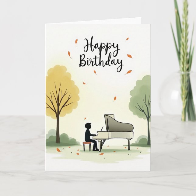 Piano Melodi Födelsedags Kort (Framsida)