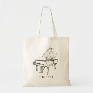 Piano Modern Line Teckning Music Teacher Musician Tygkasse